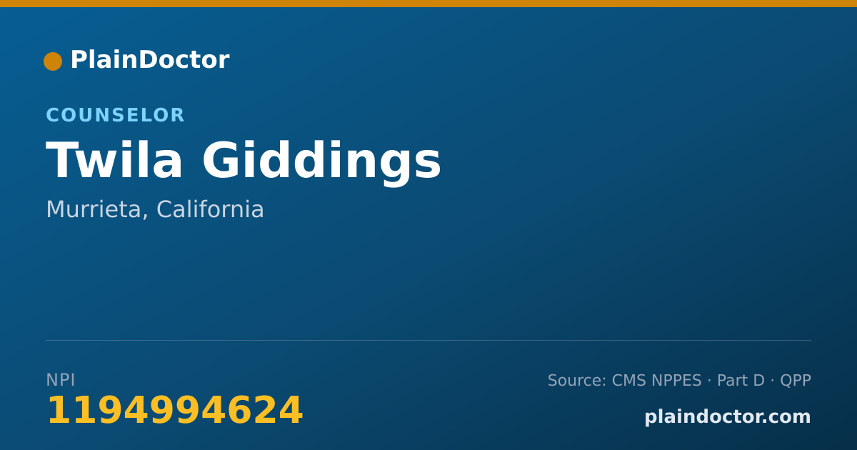 Shareable card for Twila Giddings - Counselor, Murrieta, CA