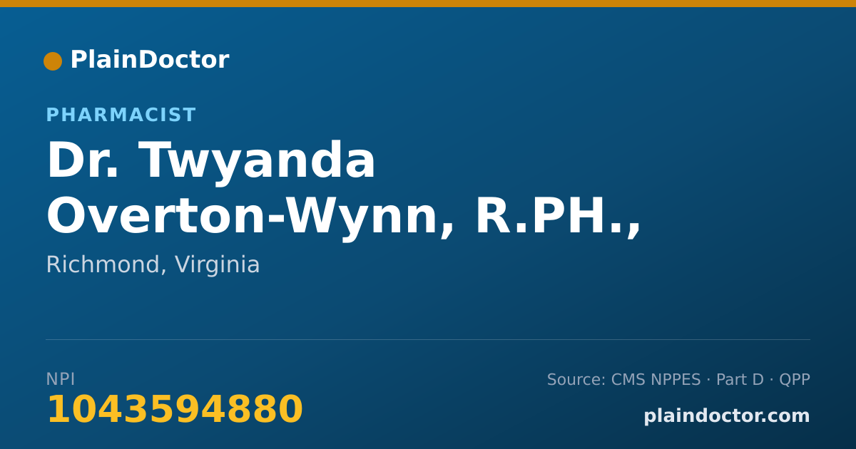 Shareable card for Twyanda Overton-Wynn, R.PH., MBA - Pharmacist, Richmond, VA