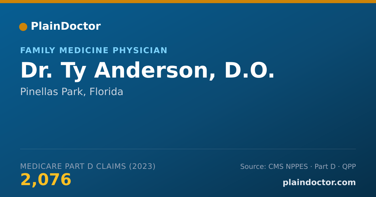 Shareable card for Ty Anderson, D.O. - Family Medicine Physician, Pinellas Park, FL