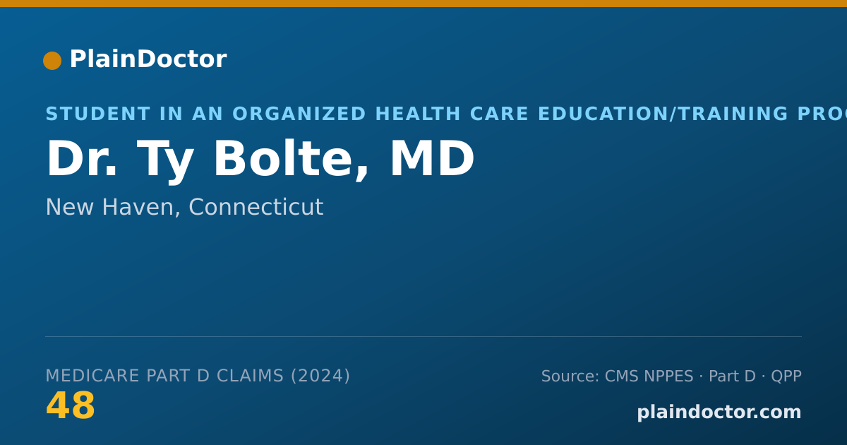 Shareable card for Ty Bolte, MD - Student in an Organized Health Care Education/Training Program, New Haven, CT