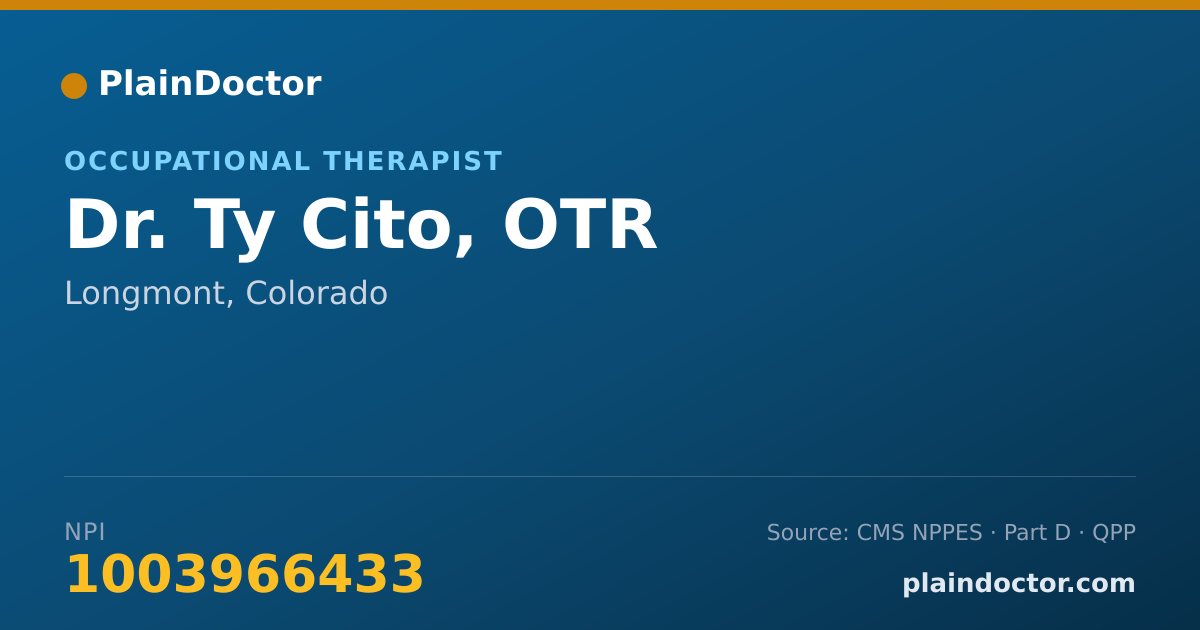 Shareable card for Ty Cito, OTR - Occupational Therapist, Longmont, CO