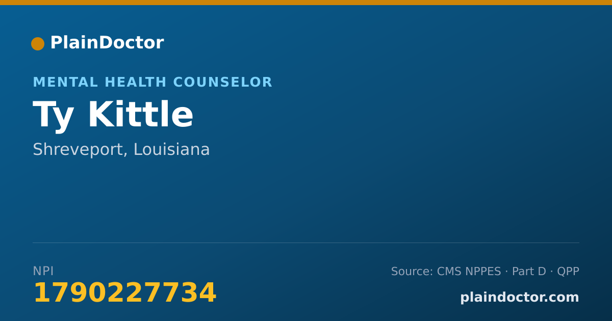 Shareable card for Ty Kittle - Mental Health Counselor, Shreveport, LA