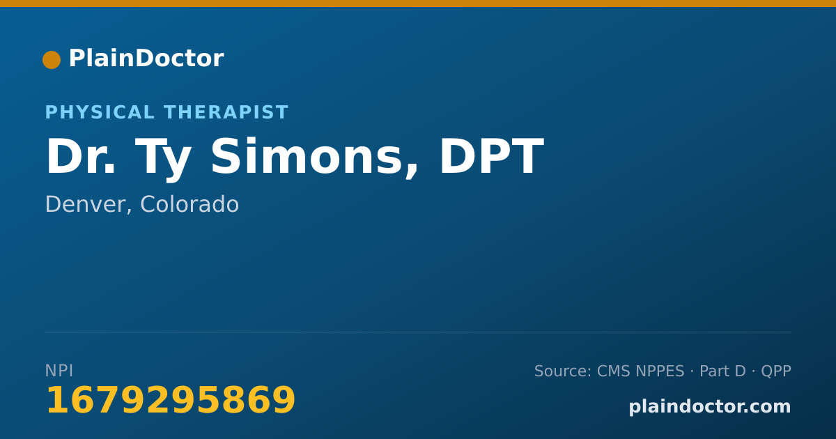 Shareable card for Ty Simons, DPT - Physical Therapist, Denver, CO