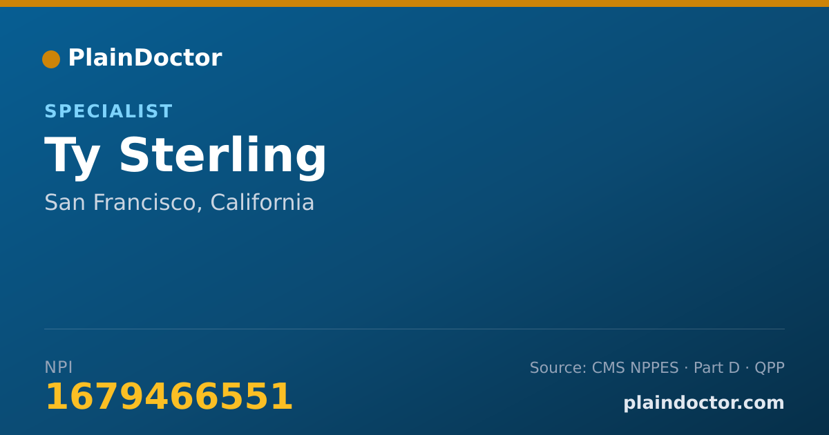 Shareable card for Ty Sterling - Specialist, San Francisco, CA