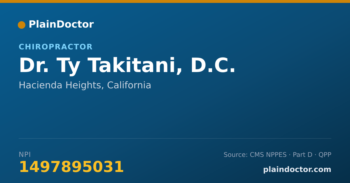 Shareable card for Ty Takitani, D.C. - Chiropractor, Hacienda Heights, CA