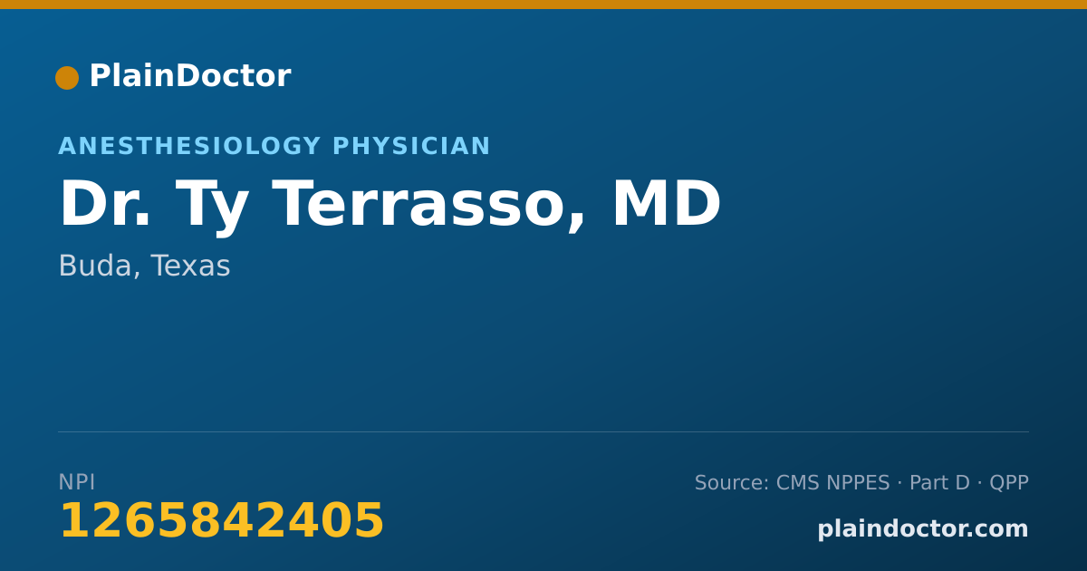 Shareable card for Ty Terrasso, MD - Anesthesiology Physician, Buda, TX