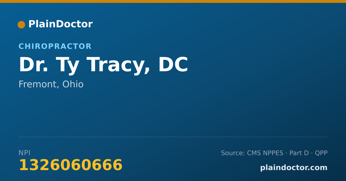 Shareable card for Ty Tracy, DC - Chiropractor, Fremont, OH