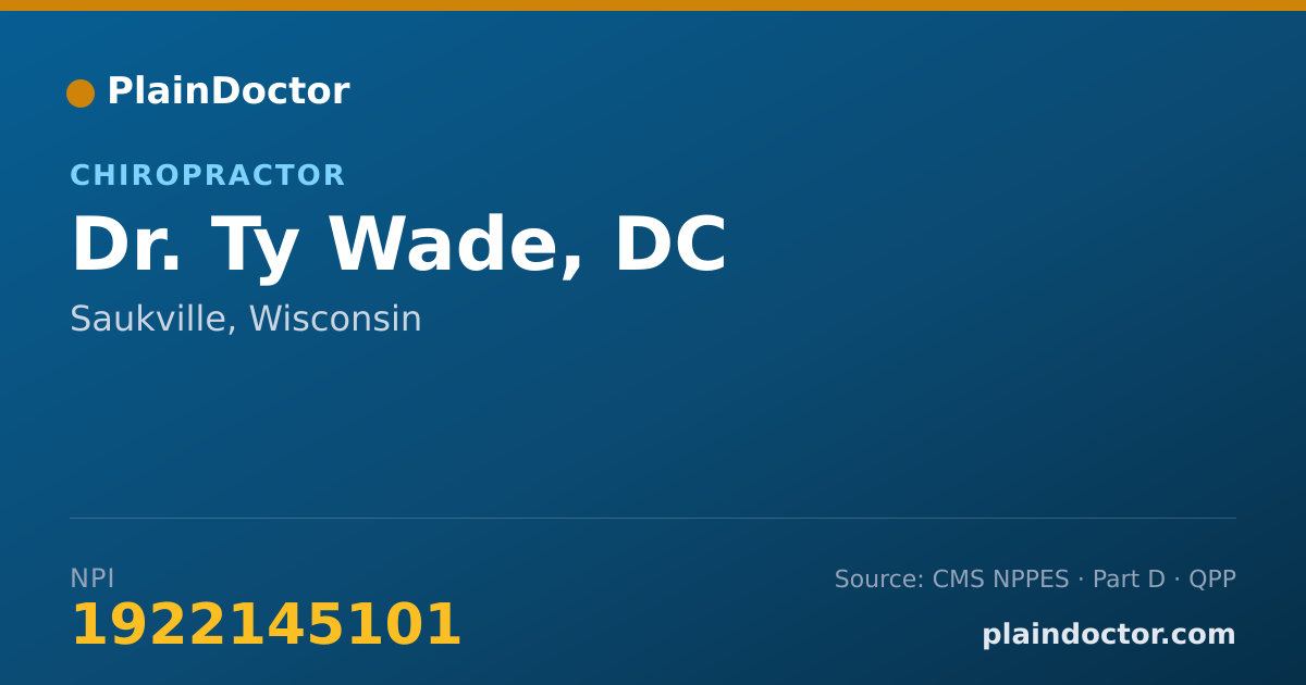 Shareable card for Ty Wade, DC - Chiropractor, Saukville, WI