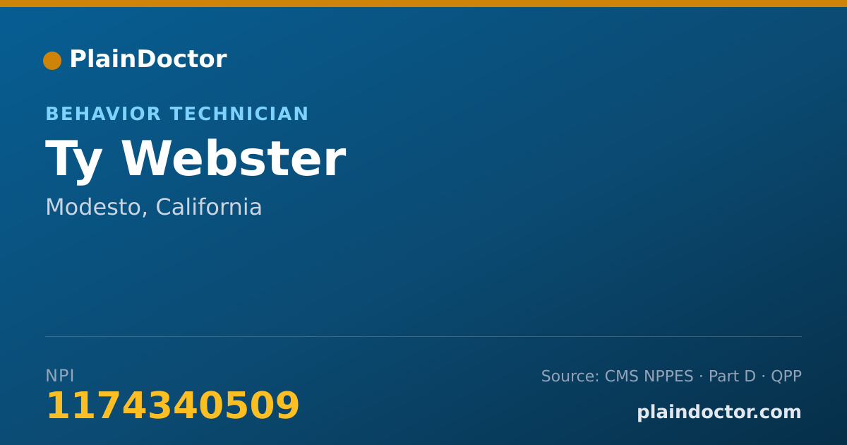 Shareable card for Ty Webster - Behavior Technician, Modesto, CA