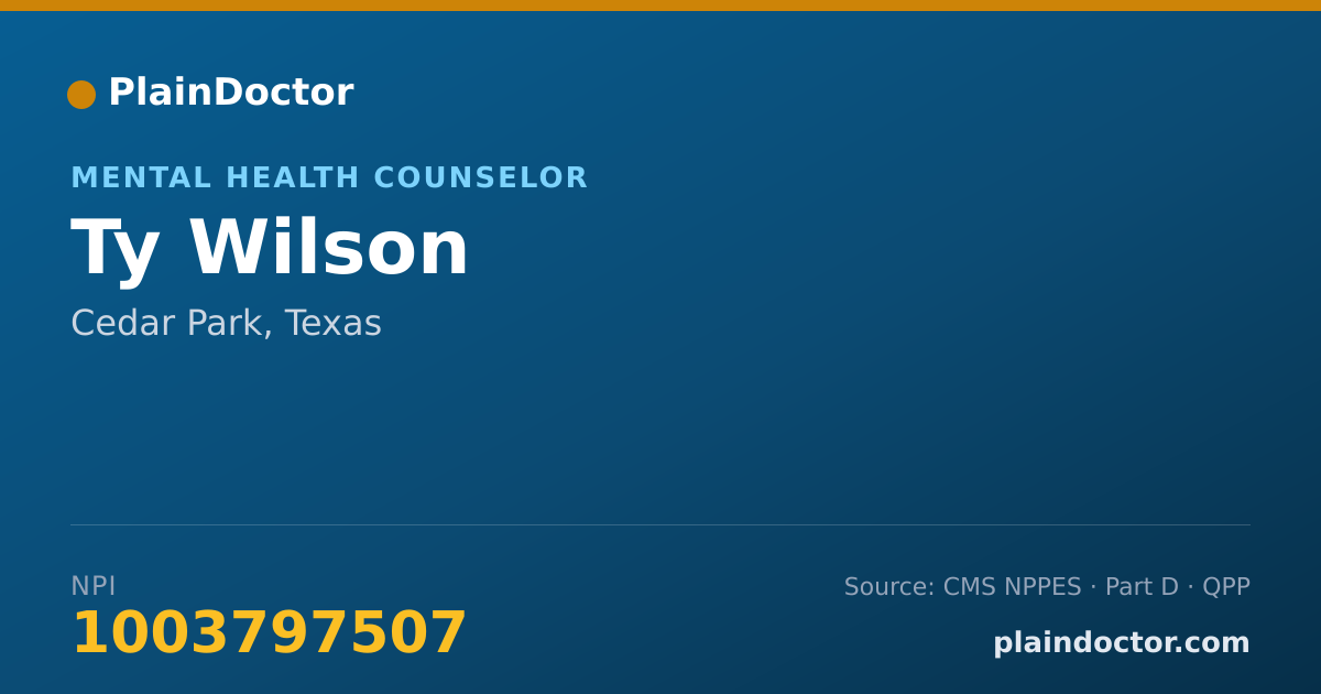 Shareable card for Ty Wilson - Mental Health Counselor, Cedar Park, TX
