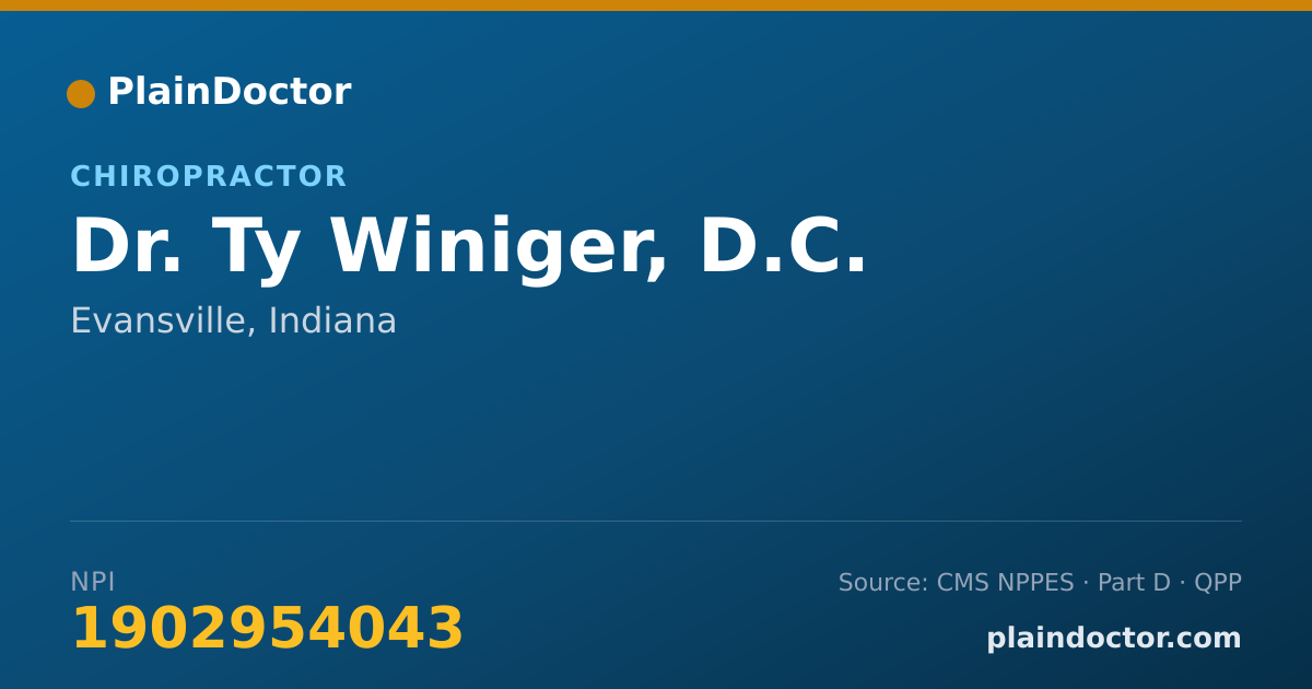 Shareable card for Ty Winiger, D.C. - Chiropractor, Evansville, IN