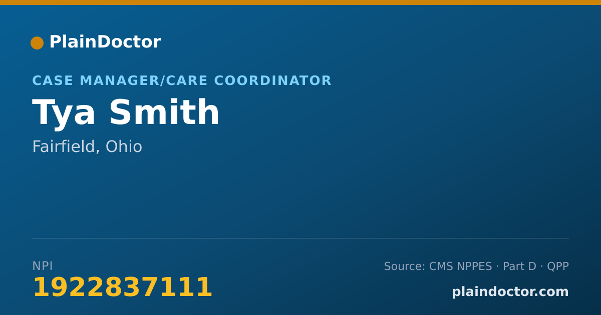 Shareable card for Tya Smith - Case Manager/Care Coordinator, Fairfield, OH