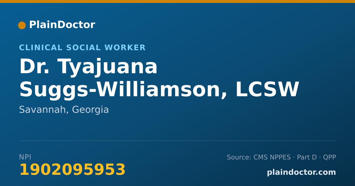 Shareable card for Tyajuana Suggs-Williamson, LCSW - Clinical Social Worker, Savannah, GA