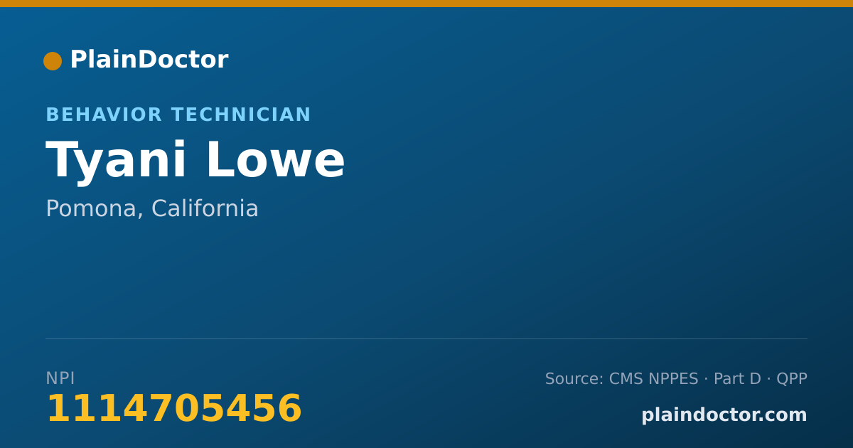 Shareable card for Tyani Lowe - Behavior Technician, Pomona, CA