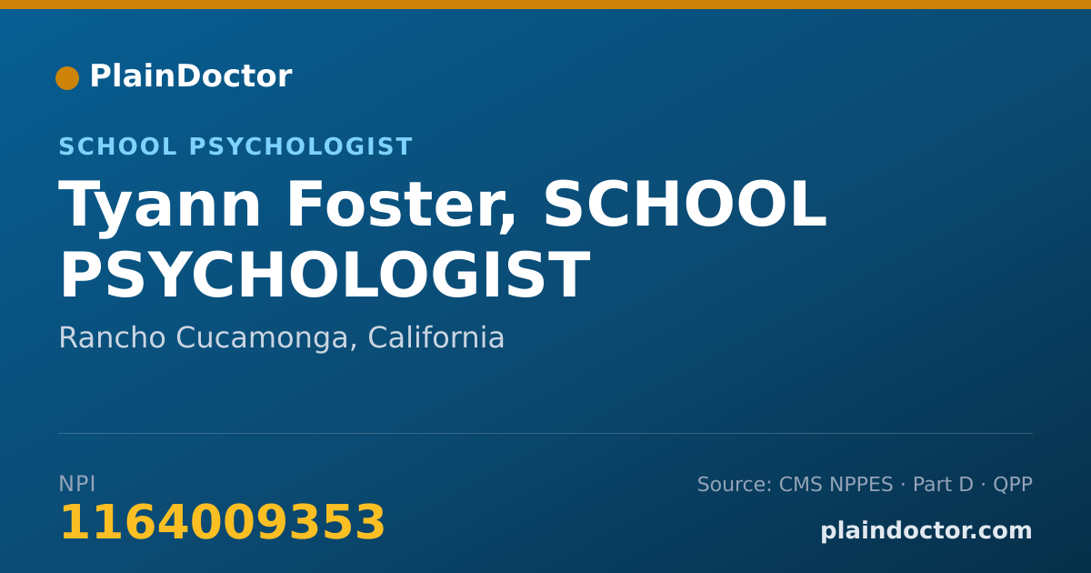 Shareable card for Tyann Foster, SCHOOL PSYCHOLOGIST - School Psychologist, Rancho Cucamonga, CA