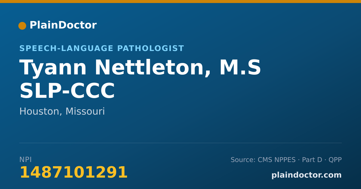 Shareable card for Tyann Nettleton, M.S SLP-CCC - Speech-Language Pathologist, Houston, MO
