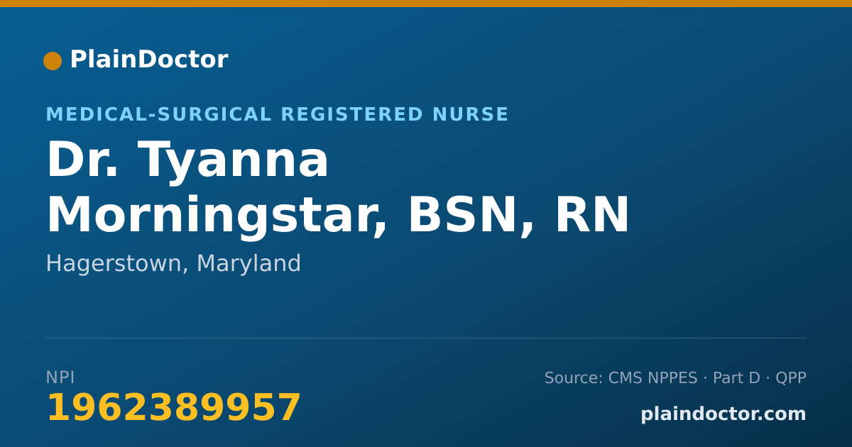 Shareable card for Tyanna Morningstar, BSN, RN - Medical-Surgical Registered Nurse, Hagerstown, MD