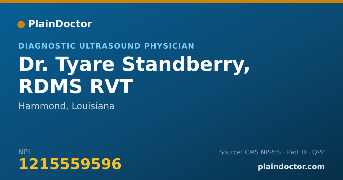 Shareable card for Tyare Standberry, RDMS RVT - Diagnostic Ultrasound Physician, Hammond, LA