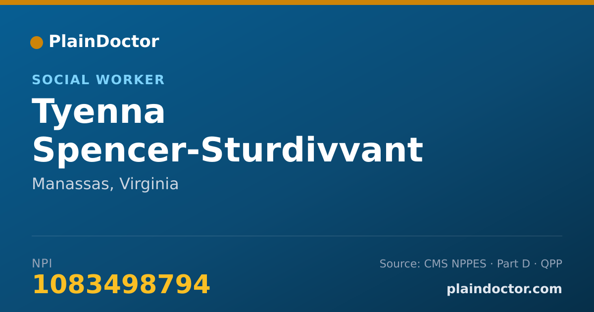 Shareable card for Tyenna Spencer-Sturdivvant - Social Worker, Manassas, VA