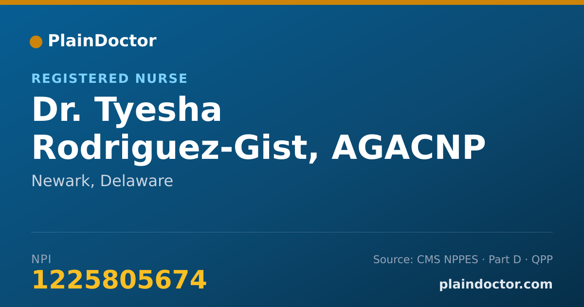 Shareable card for Tyesha Rodriguez-Gist, AGACNP - Registered Nurse, Newark, DE