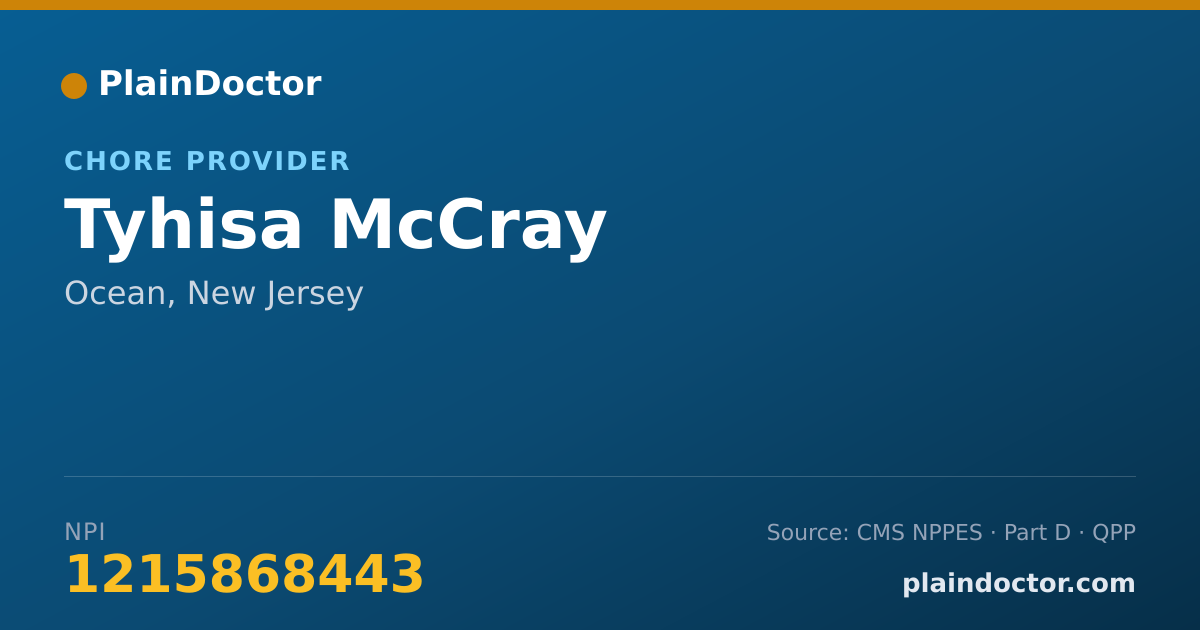 Shareable card for Tyhisa McCray - Chore Provider, Ocean, NJ