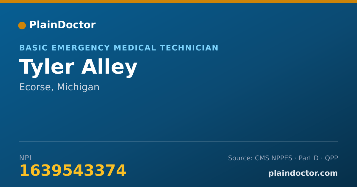Shareable card for Tyler Alley - Basic Emergency Medical Technician, Ecorse, MI