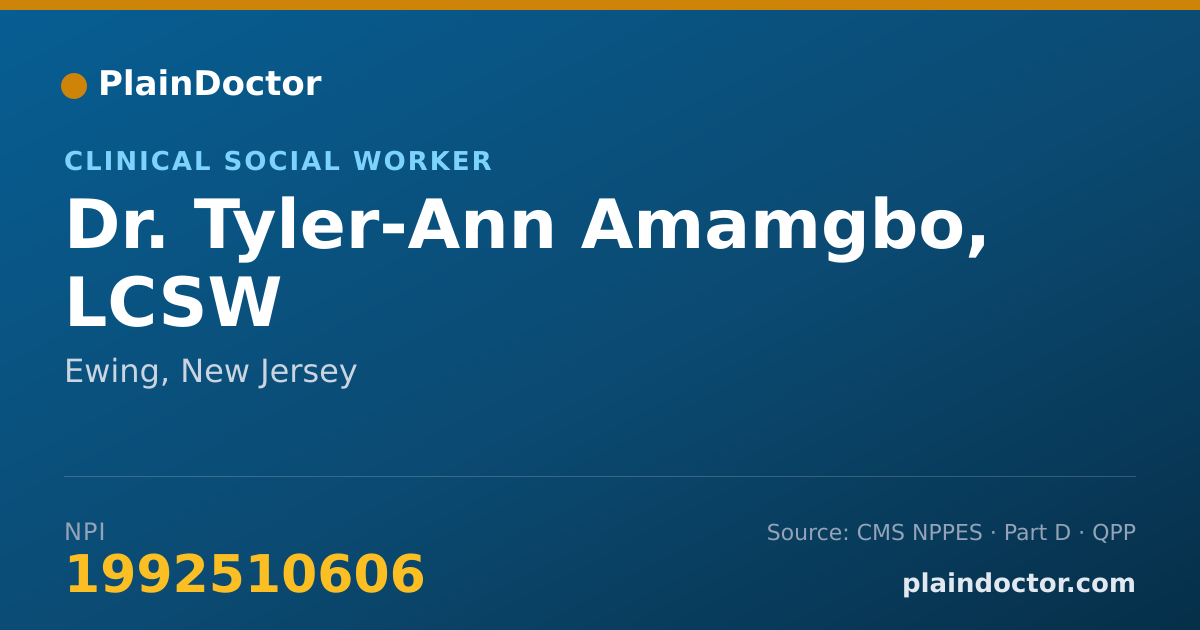 Shareable card for Tyler-Ann Amamgbo, LCSW - Clinical Social Worker, Ewing, NJ