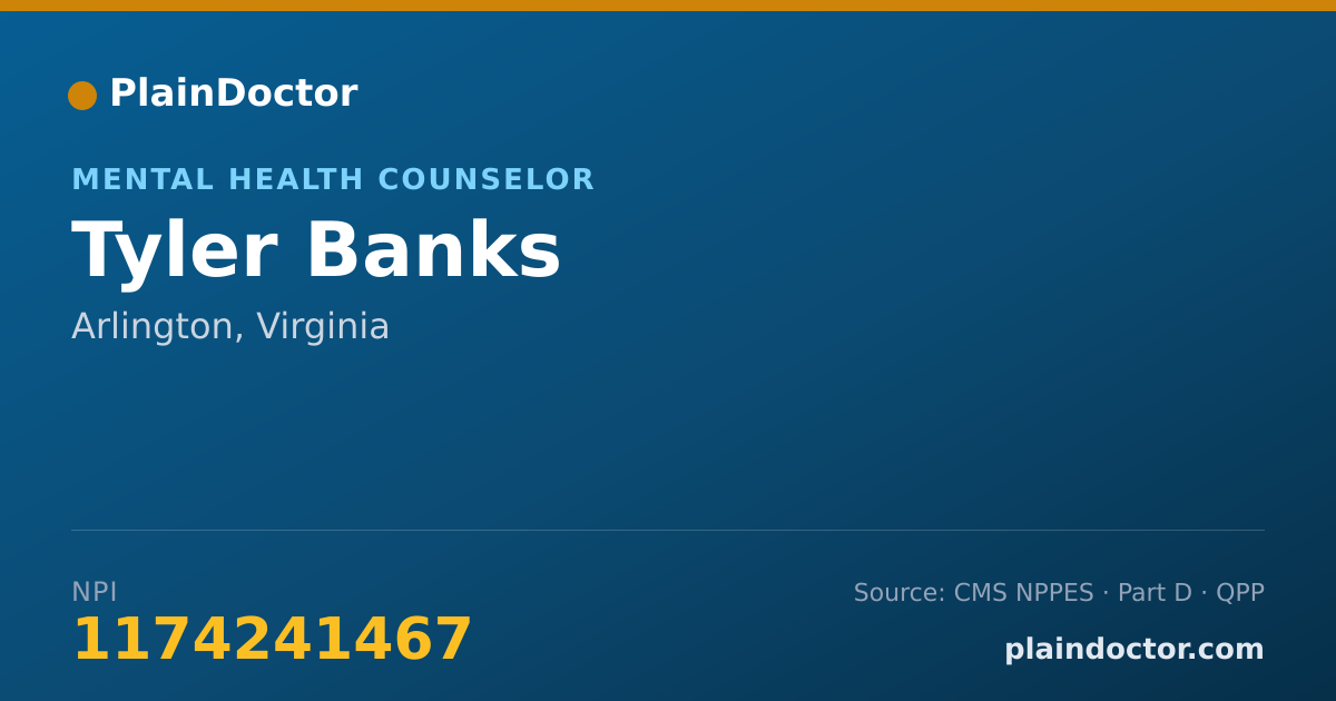 Shareable card for Tyler Banks - Mental Health Counselor, Arlington, VA