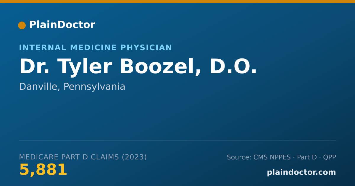 Shareable card for Tyler Boozel, D.O. - Internal Medicine Physician, Danville, PA