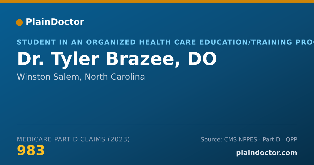 Shareable card for Tyler Brazee, DO - Student in an Organized Health Care Education/Training Program, Winston Salem, NC