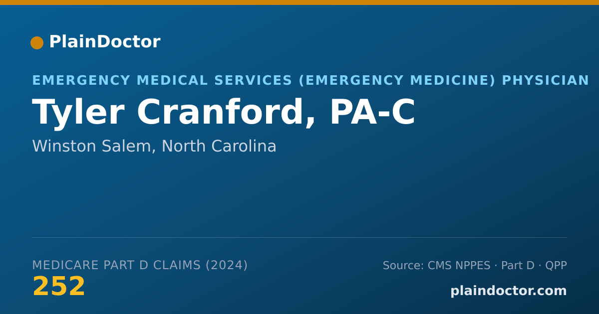 Shareable card for Tyler Cranford, PA-C - Emergency Medical Services (Emergency Medicine) Physician, Winston Salem, NC