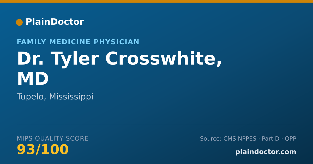 Shareable card for Tyler Crosswhite, MD - Family Medicine Physician, Tupelo, MS