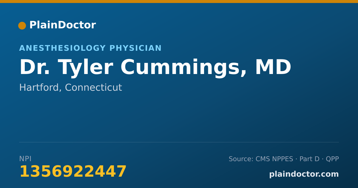 Shareable card for Tyler Cummings, MD - Anesthesiology Physician, Hartford, CT