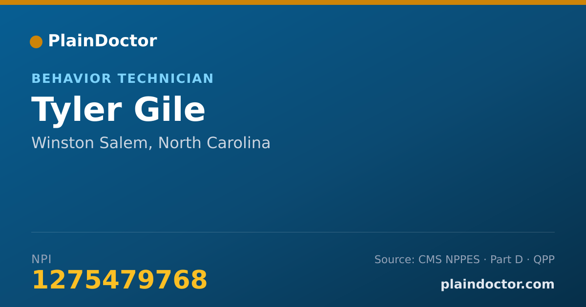 Shareable card for Tyler Gile - Behavior Technician, Winston Salem, NC