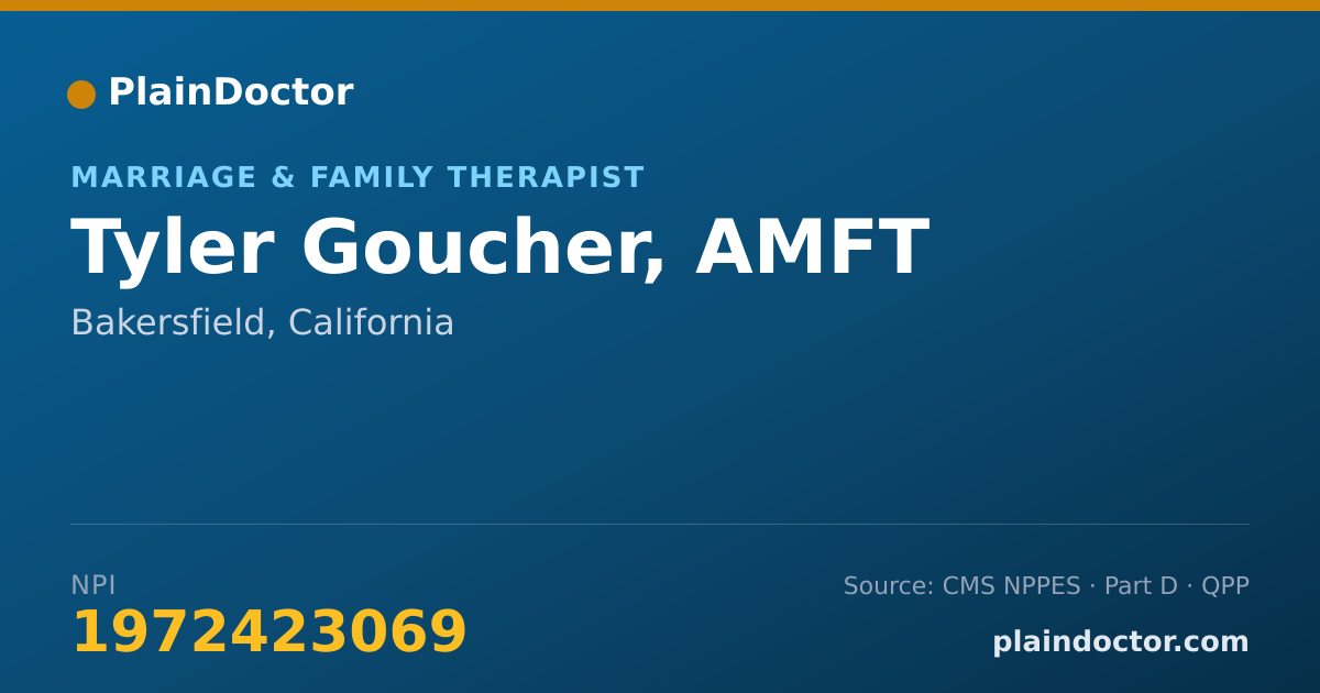 Shareable card for Tyler Goucher, AMFT - Marriage & Family Therapist, Bakersfield, CA