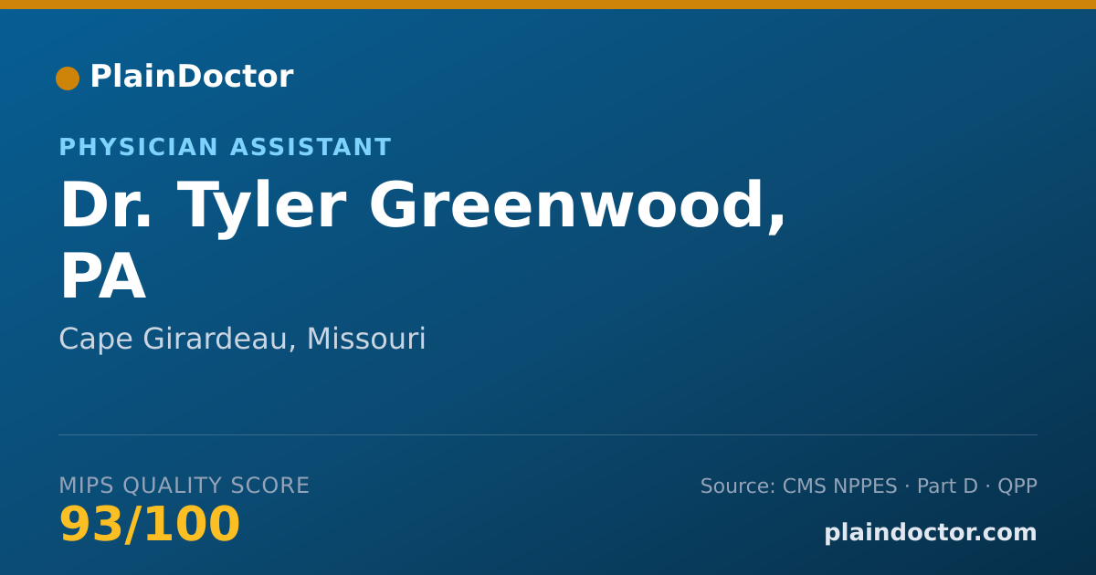 Shareable card for Tyler Greenwood, PA - Physician Assistant, Cape Girardeau, MO