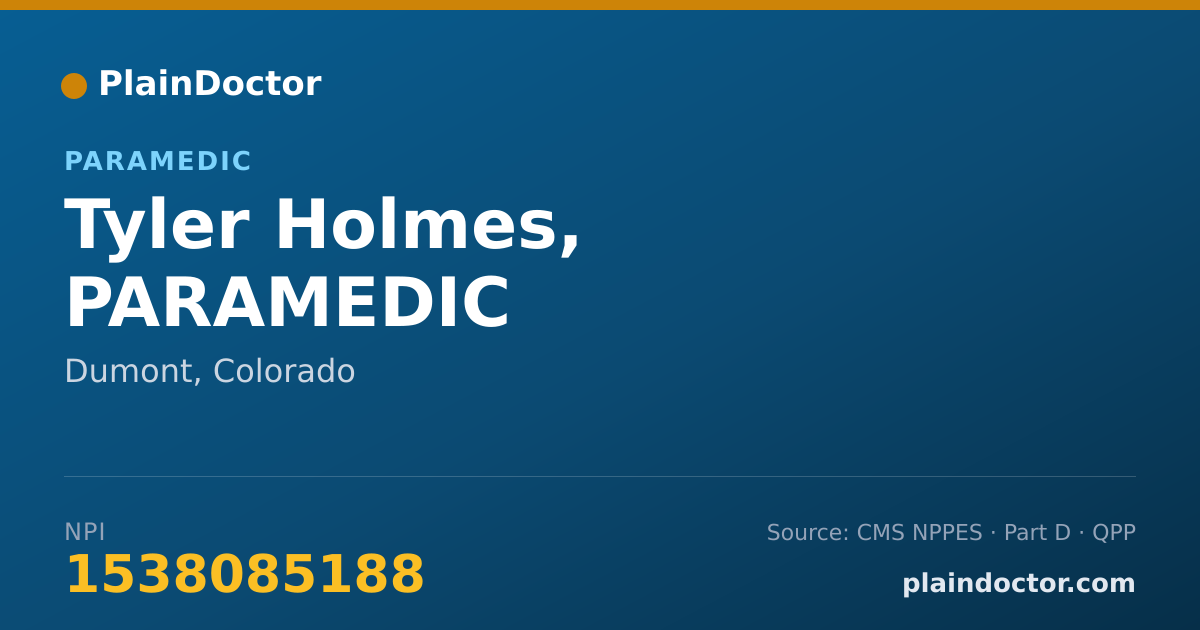 Shareable card for Tyler Holmes, PARAMEDIC - Paramedic, Dumont, CO
