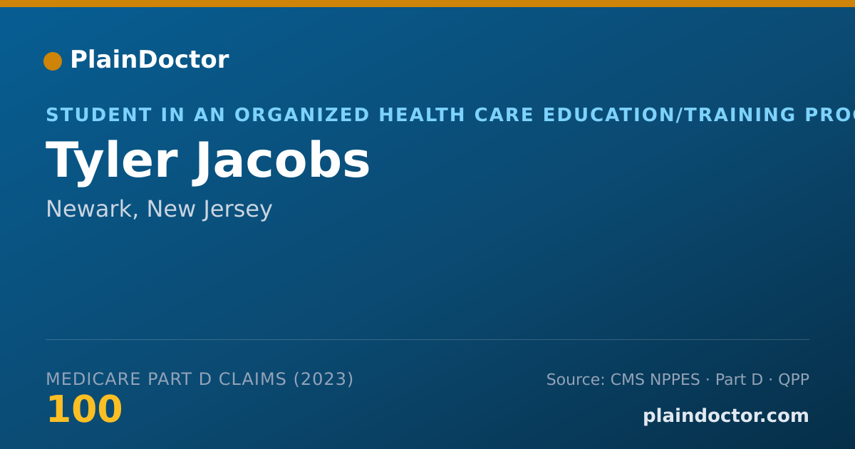 Shareable card for Tyler Jacobs - Student in an Organized Health Care Education/Training Program, Newark, NJ