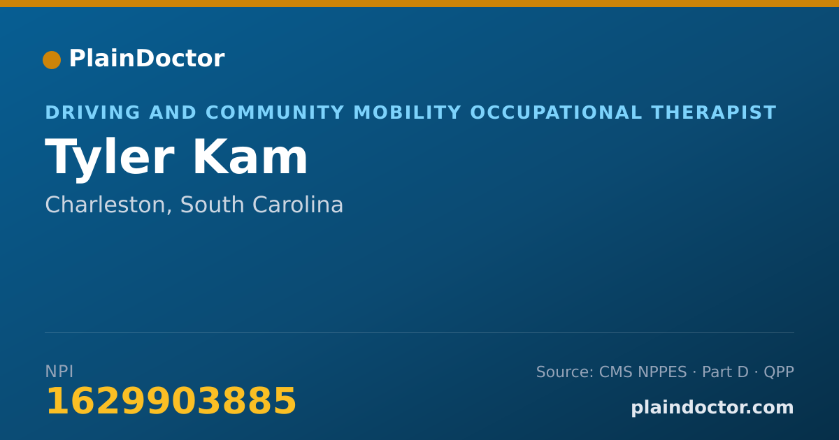 Shareable card for Tyler Kam - Driving and Community Mobility Occupational Therapist, Charleston, SC