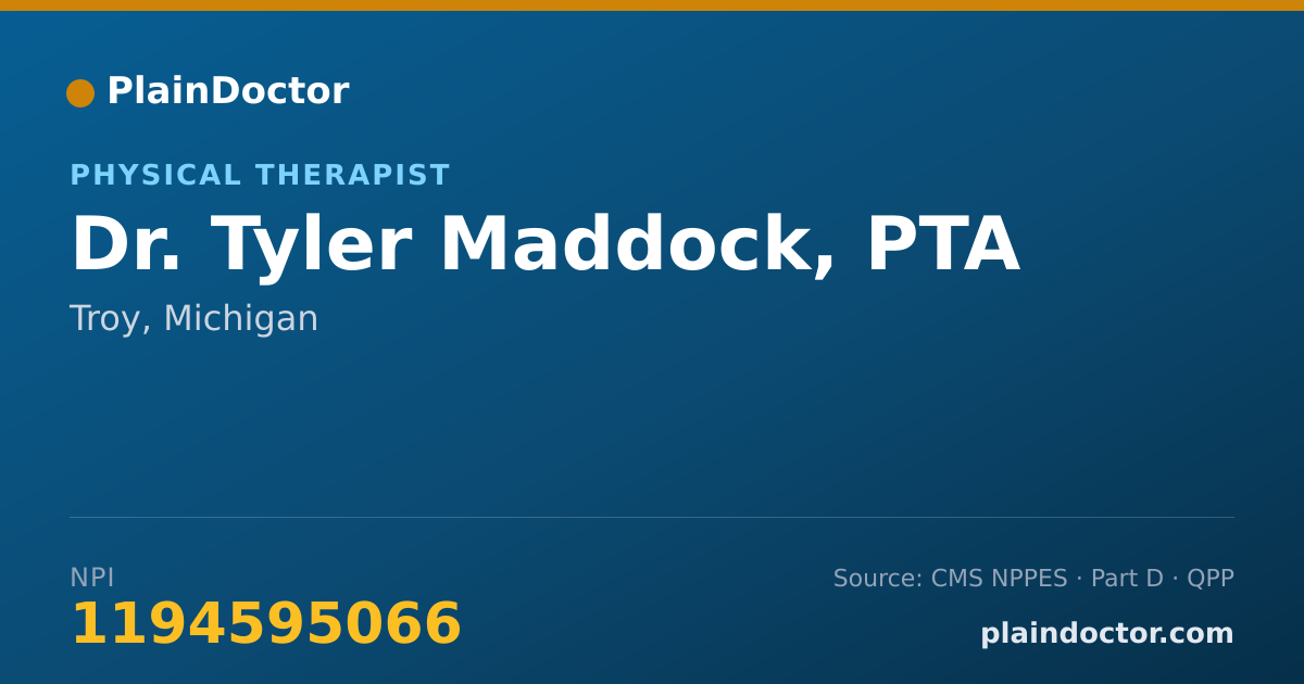 Shareable card for Tyler Maddock, PTA - Physical Therapist, Troy, MI