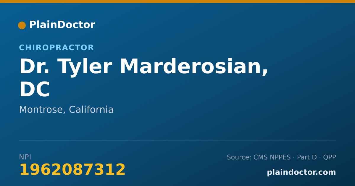 Shareable card for Tyler Marderosian, DC - Chiropractor, Montrose, CA