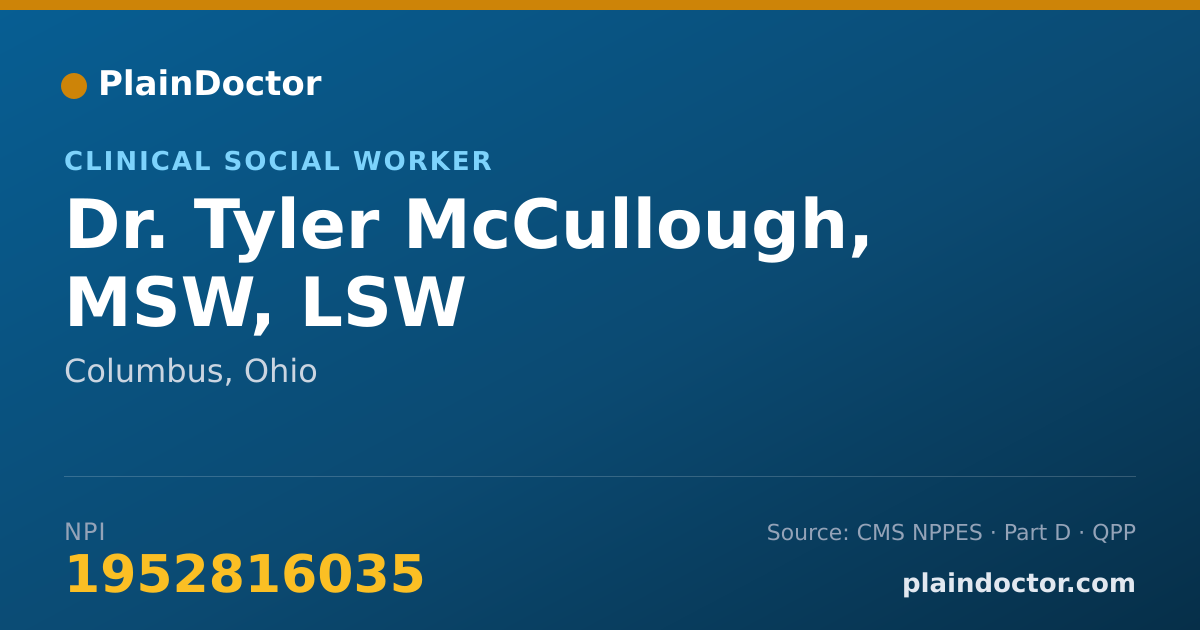 Shareable card for Tyler McCullough, MSW, LSW - Clinical Social Worker, Columbus, OH