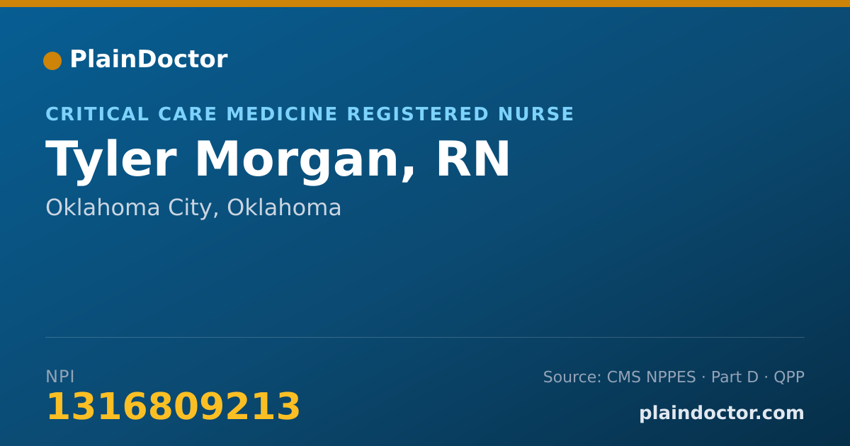 Shareable card for Tyler Morgan, RN - Critical Care Medicine Registered Nurse, Oklahoma City, OK