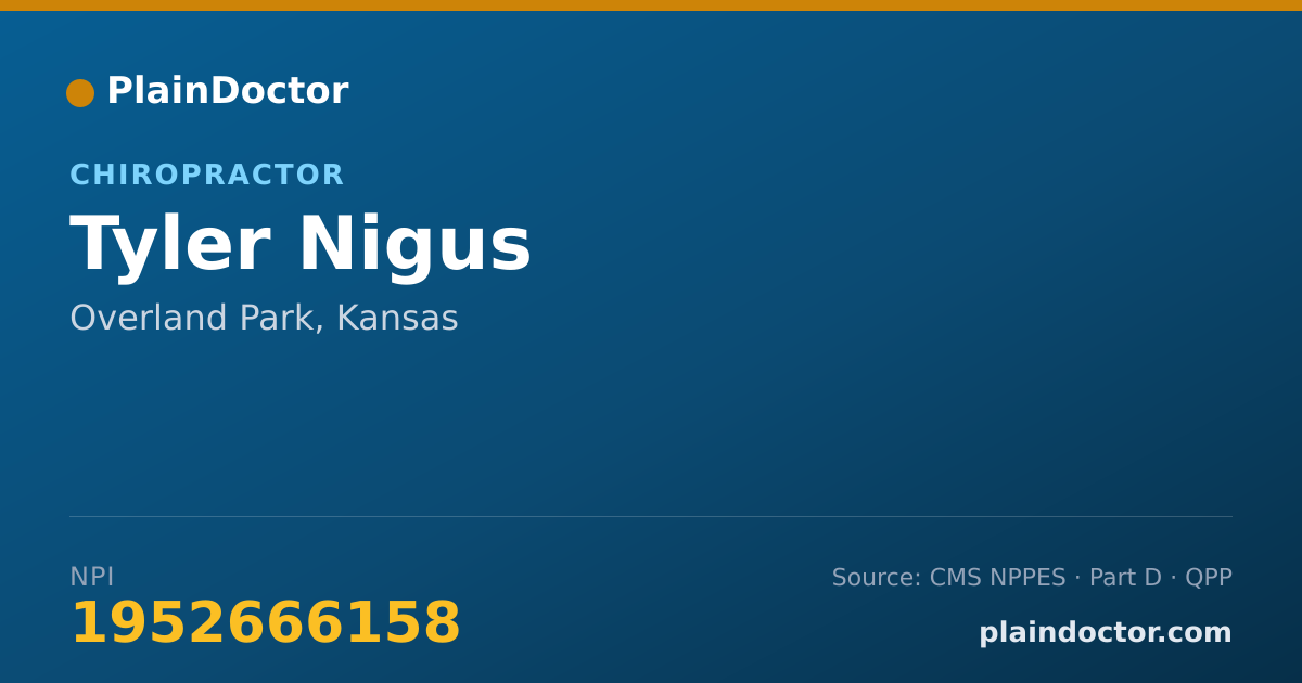 Shareable card for Tyler Nigus - Chiropractor, Overland Park, KS