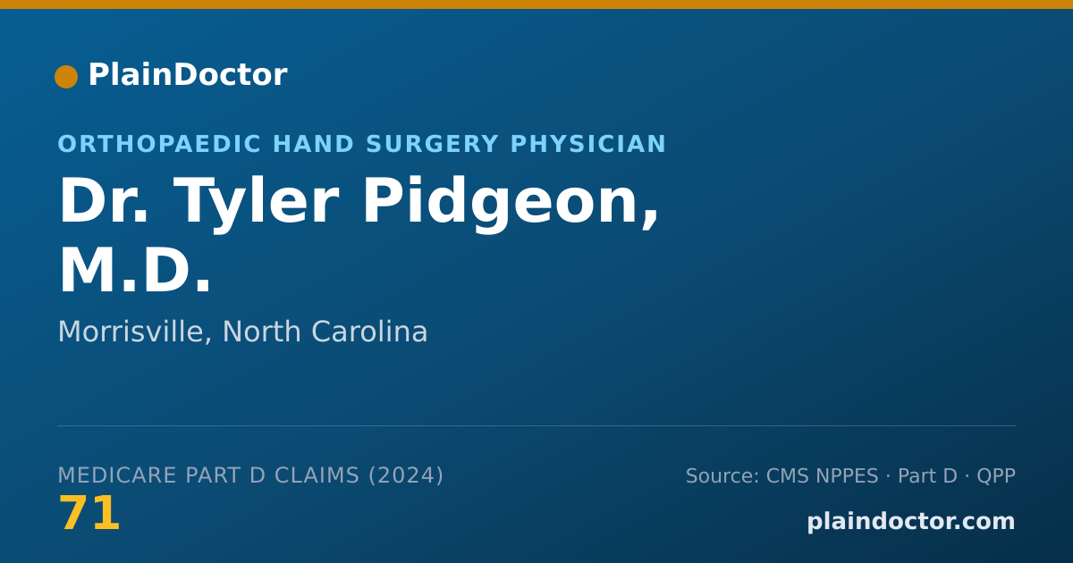 Shareable card for Tyler Pidgeon, M.D. - Orthopaedic Hand Surgery Physician, Morrisville, NC