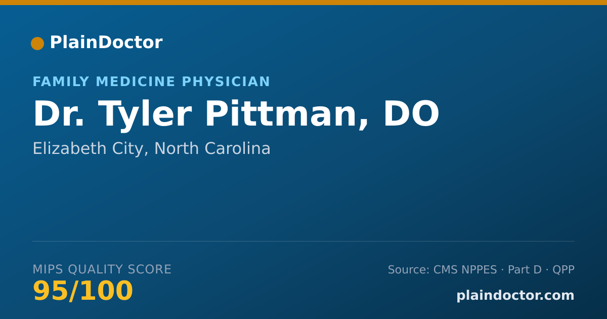 Shareable card for Tyler Pittman, DO - Student in an Organized Health Care Education/Training Program, Elizabeth City, NC