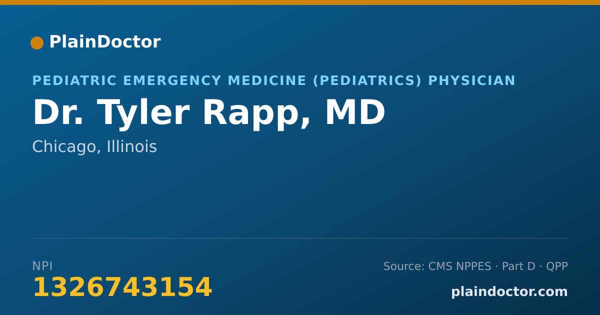 Shareable card for Tyler Rapp, MD - Pediatric Emergency Medicine (Pediatrics) Physician, Chicago, IL