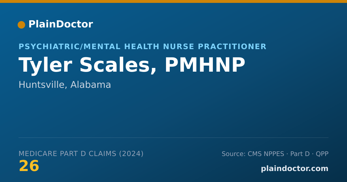 Shareable card for Tyler Scales, PMHNP - Psychiatric/Mental Health Nurse Practitioner, Huntsville, AL