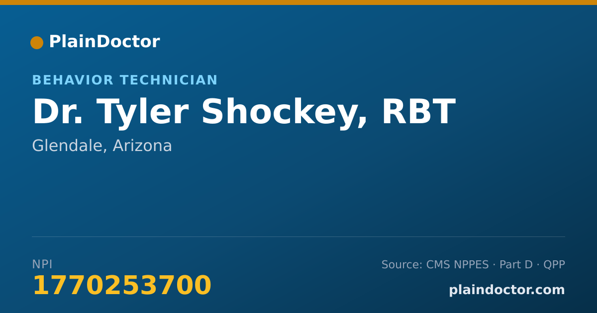 Shareable card for Tyler Shockey, RBT - Behavior Technician, Glendale, AZ