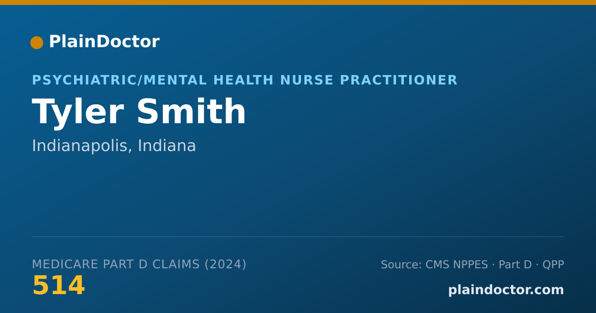 Shareable card for Tyler Smith - Psychiatric/Mental Health Nurse Practitioner, Indianapolis, IN